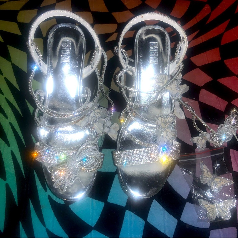 Butterfly lace up heels